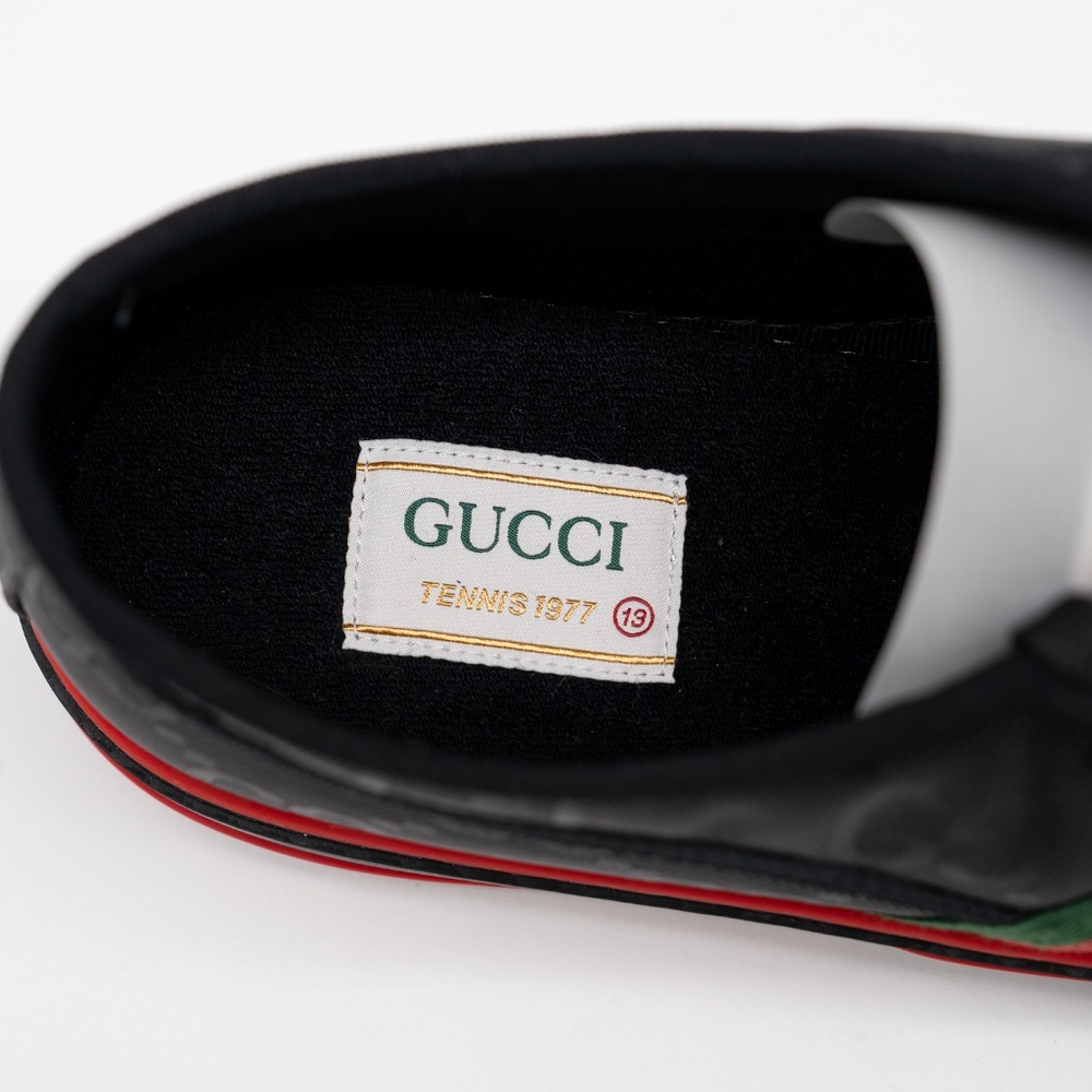 Size 13G 13.5 US  Gucci Tennis 1977 Off the Grid Low Black Canvas Sneakers GG - Picture 8 of 10